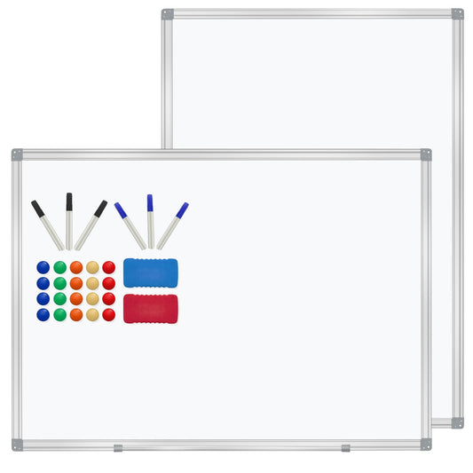 4' x 3' Whiteboard Dry Erase White Board for Wall 48x36 (2pcs) Magnetic Boards for Office Classroom & Home, Small Wall Whiteboard Including 6 Markers, 20 Magnets, 2 Erasers