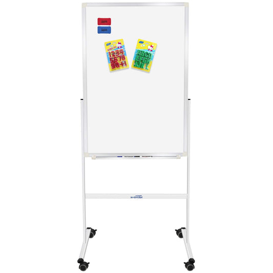 24"x36" Dry Erase Board with Stand - Adjustable Height Double Side Mobile Magnetic Rolling Whiteboard on Wheels for Home, Office & School