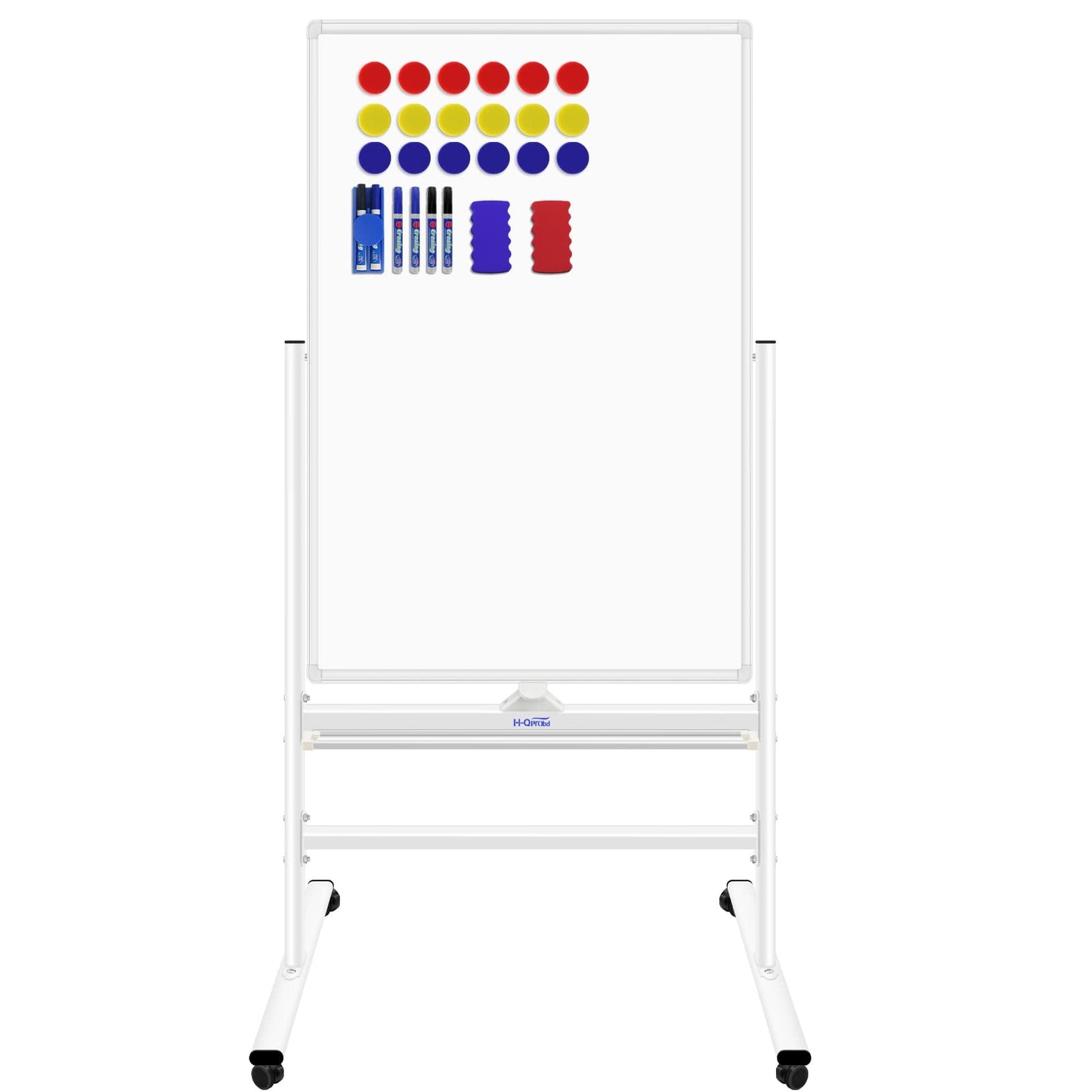 Magnetic Whiteboard Mobile Dry Erase Board with Stand 40"x28" Double Side Rolling Whiteboards on Wheels for Home, Office & School