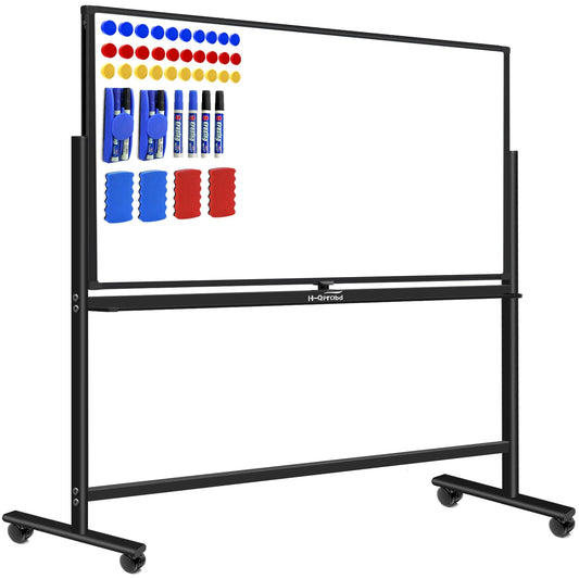 Dry Erase Board with Stand 72"x40" Magnetic Mobile whiteboard on Wheels Double-Sided Rolling Whiteboard for Office, Home & School