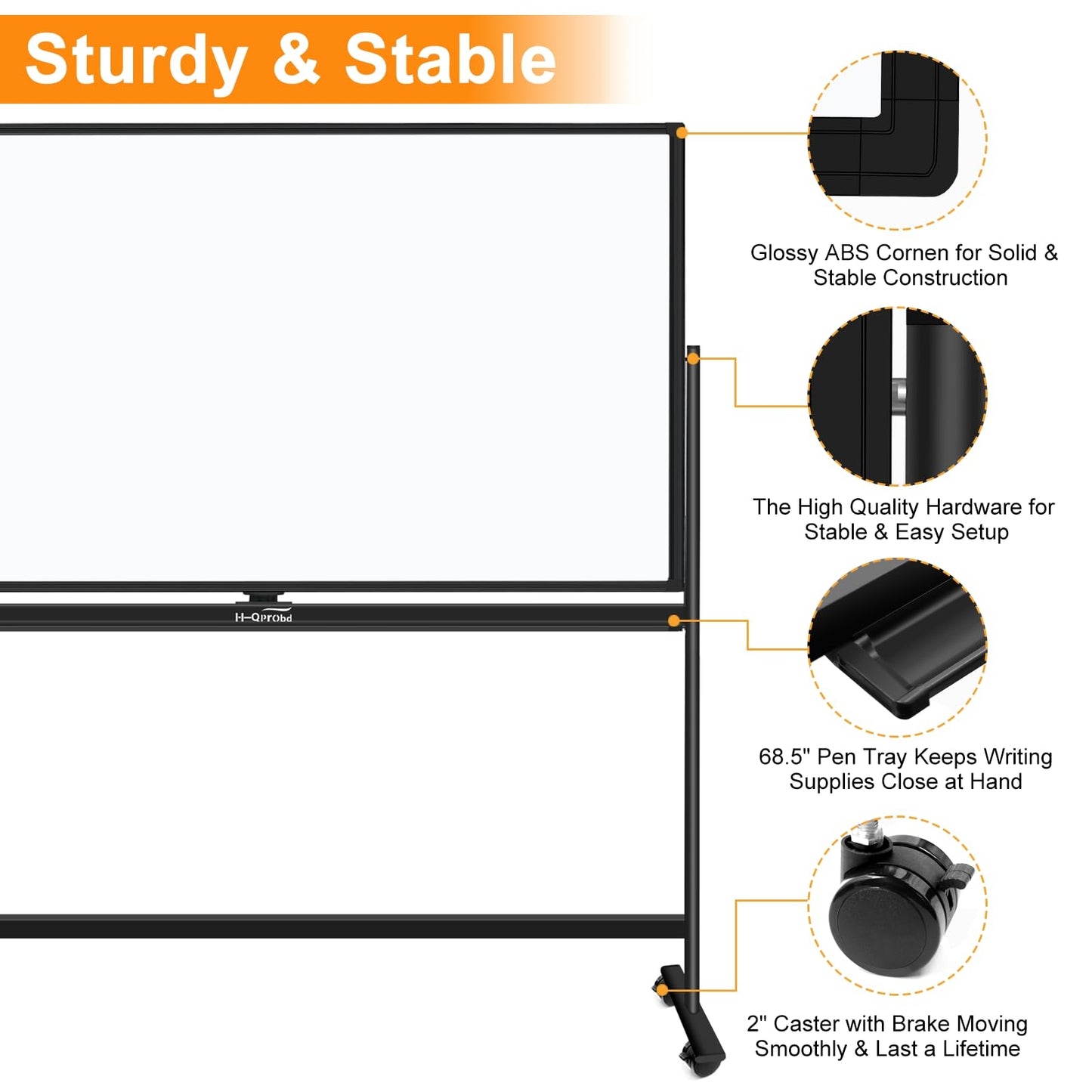 Dry Erase Board with Stand 72"x40" Magnetic Mobile whiteboard on Wheels Double-Sided Rolling Whiteboard for Office, Home & School