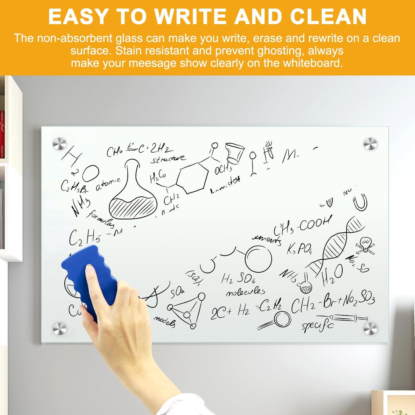 Glass White Board for Wall Dry Erase Board 48" x 32" (2pcs) Magnetic Presentation Whiteboard for Home, Office and School