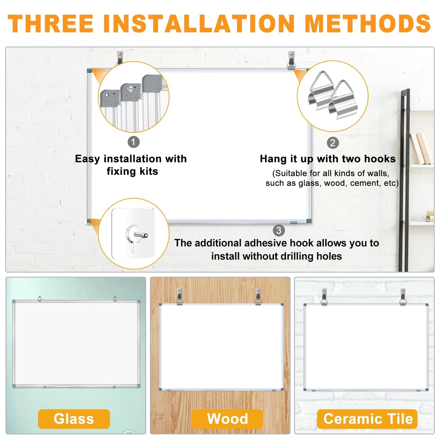 White Board Dry Erase Whiteboard for Wall, 18"x24" Hanging Wall Mounted Magnetic Whiteboard Aluminium Frame for Home, Office, School, Kitchen