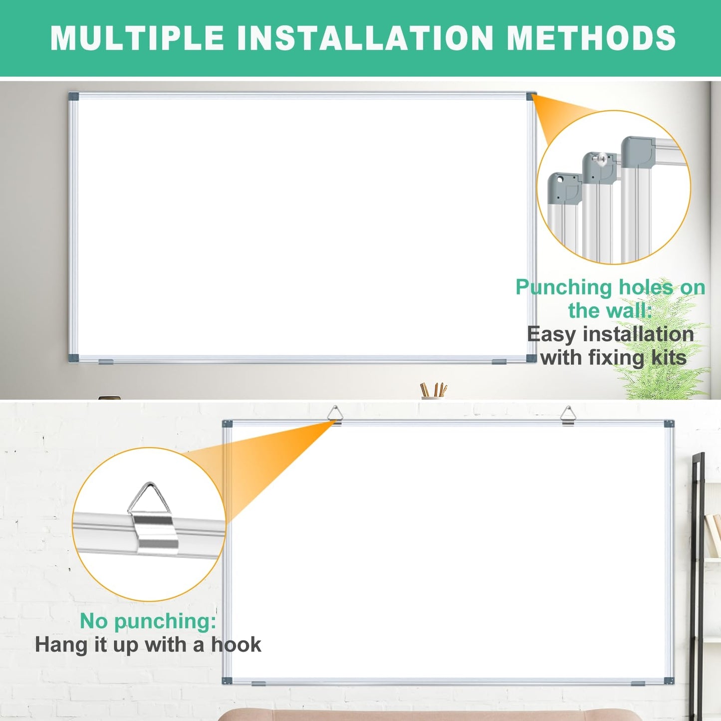 Dry Erase White Board for Wall 6' x 3' Large Magnetic Whiteboard 72"x36" Aluminum Presentation Whiteboard with Long Pen Tray, 6 Markers, 2 Erasers &12 Magnets