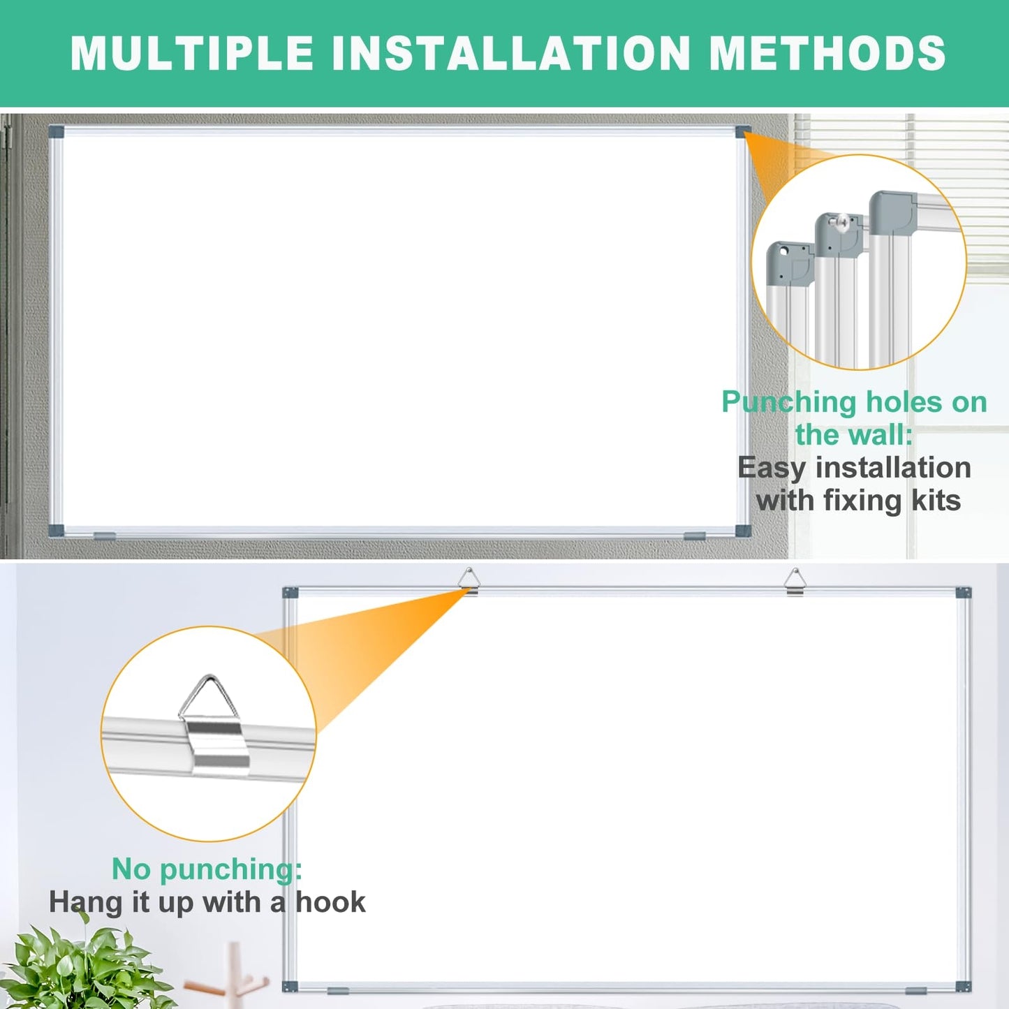 Dry Erase Board for Wall 72"x40" Aluminum Presentation Magnetic Whiteboard with Long Pen Tray, Wall-Mounted White Board for School, Office and Home